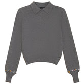 GEM CRYSTAL EMBELLISHED COLLAR SWEATER